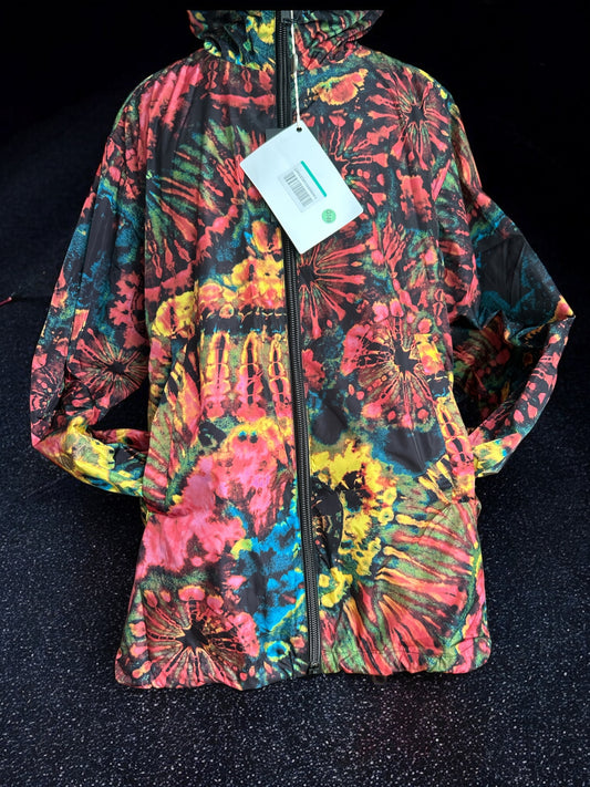NEW WITH TAGS.  MENS DSQUARED2. TIE-DYE WIND JACKET UK SIZE, LARGE. ZIP CLOSURE, RED HUE.