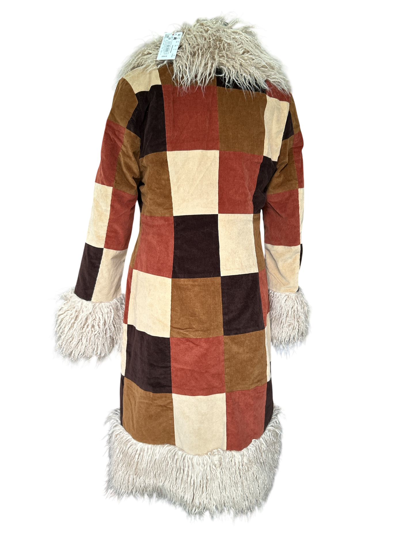 NEW WITH TAGS. SUPERDRY AFGHAN BROWN PATCHWORK CORDUROY COAT, UK SIZE, LARGE-14. US 10. EU 42.