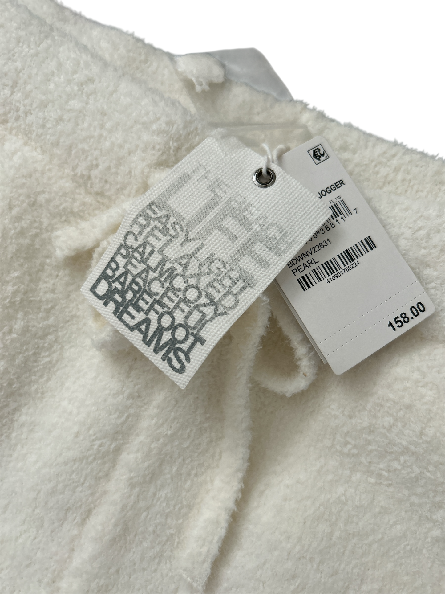 BEARFOOT DREAMS JOGGER BOTTOMS IN SUPER SOFT, FLUFFY, THICK, WARM WHITE. UK SIZE: LARGE NEW WITH TAGS.