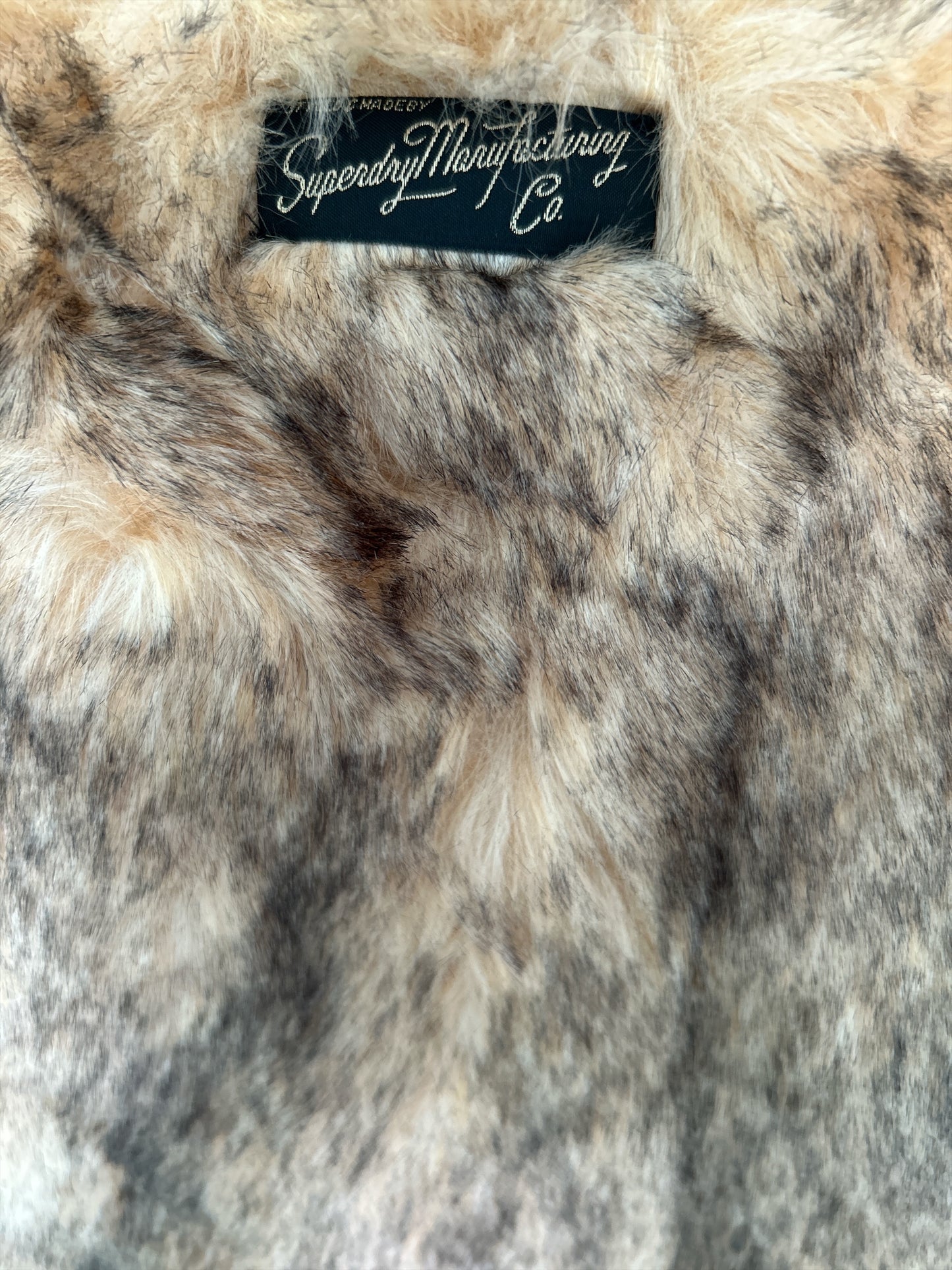 NEW WITH TAGS. SUPERDRY AFGHAN BROWN PATCHWORK CORDUROY COAT, UK SIZE, LARGE-14. US 10. EU 42.