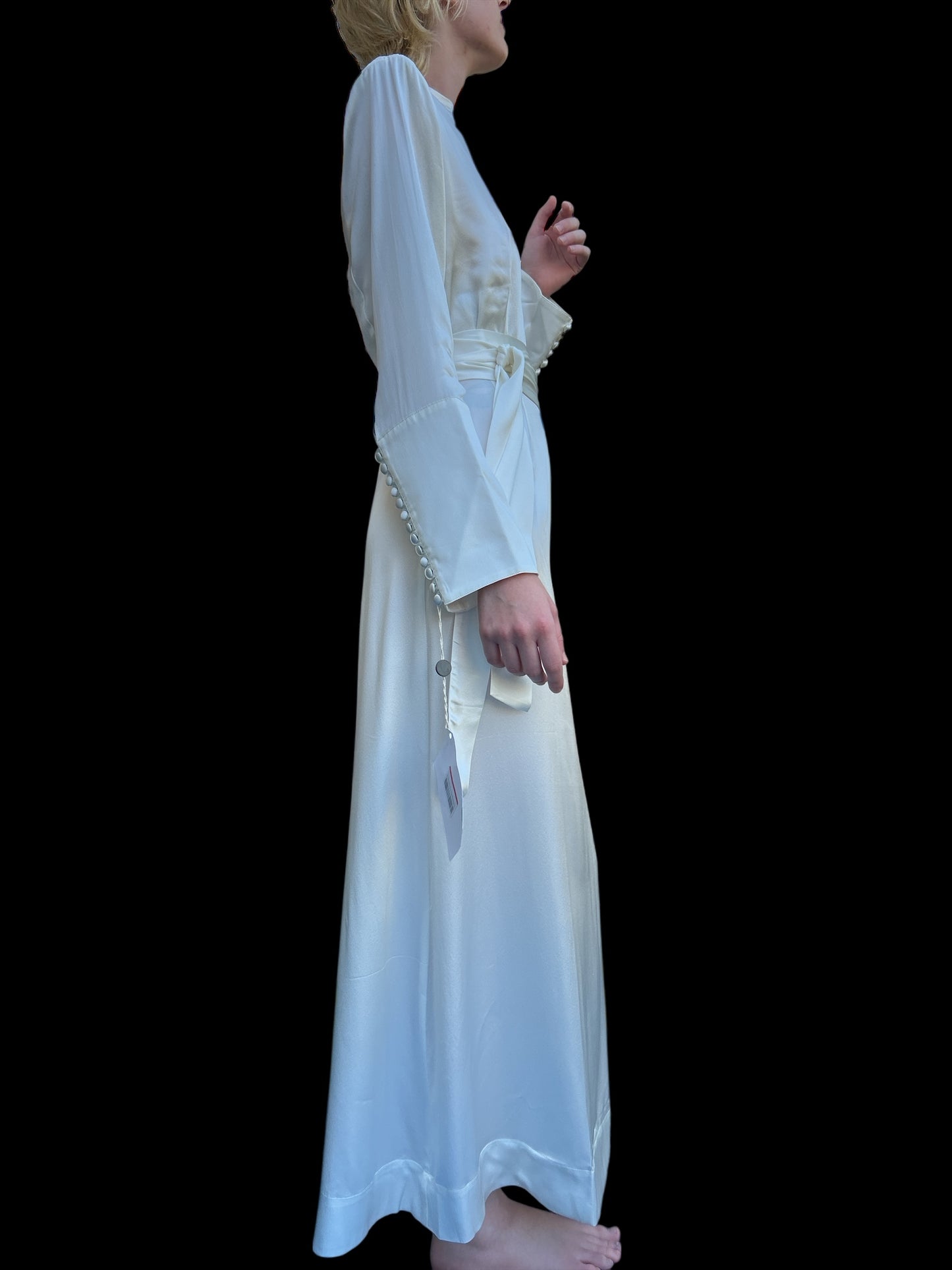 ENVELOPE 1976. TOSCANA BELTED SILK-CHARMEUSE MIDI DRESS. NEW WITH TAGS. EU 40 UK 12