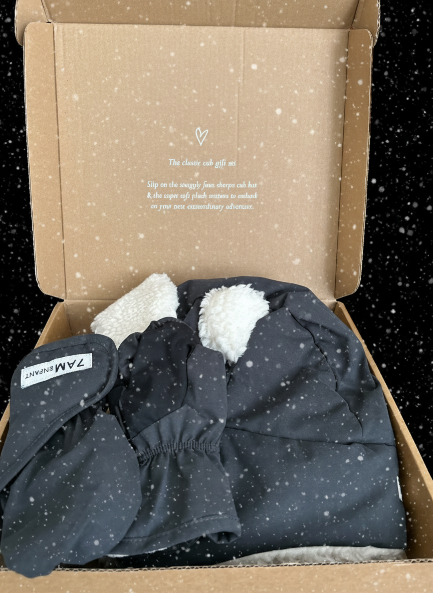 BABY 7AM ENFANT CLUB SHERPA HAT & MITTENS SET SUPER SOFT NEW BOXED