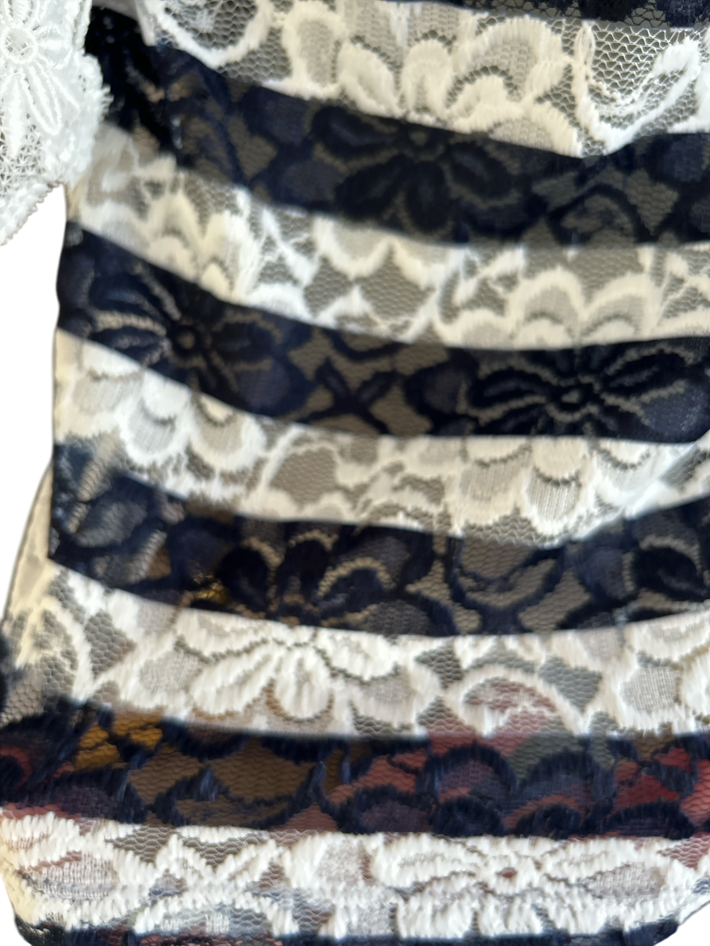 WOMENS ANNA FONTAINE LACE NAVY/WHITE DESIGNER TOP 12/14 UK NEW & TAGGED RRP£250