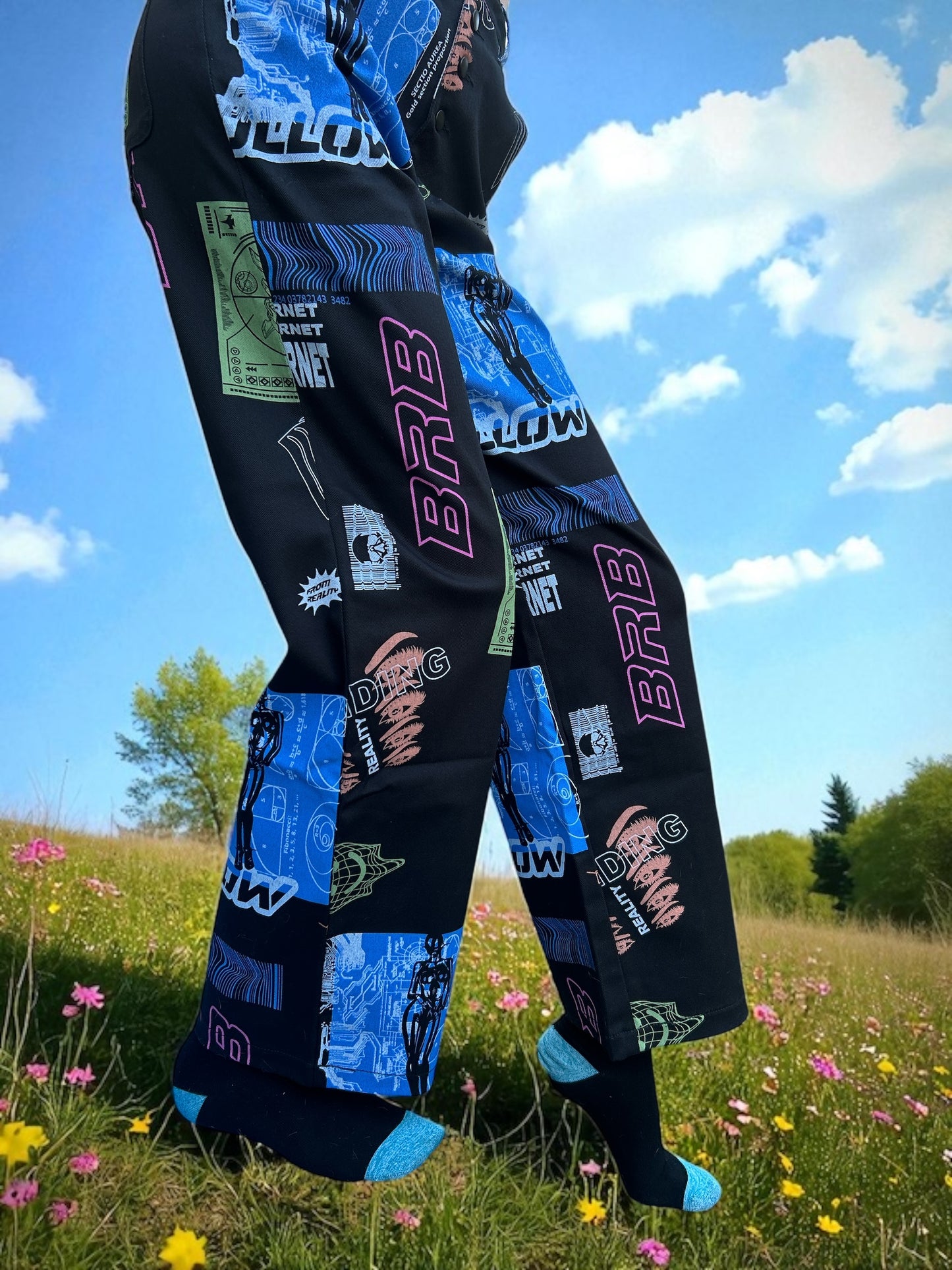 NEW WITH TAGS. Retrograde Stunning Blue & Black UK Small Trousers. Current mood, Life without Internet!