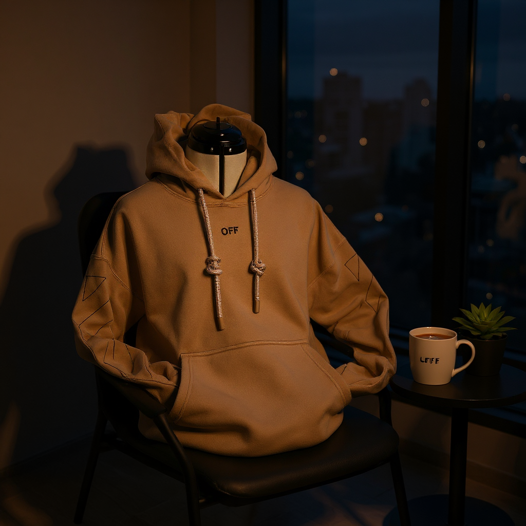 “OFF WHITE” NEW AND TAGGED OFF WHITE SKATE HOODIE BEIGE BLACK SIZE UK MEDIUM.RRP:£940.00