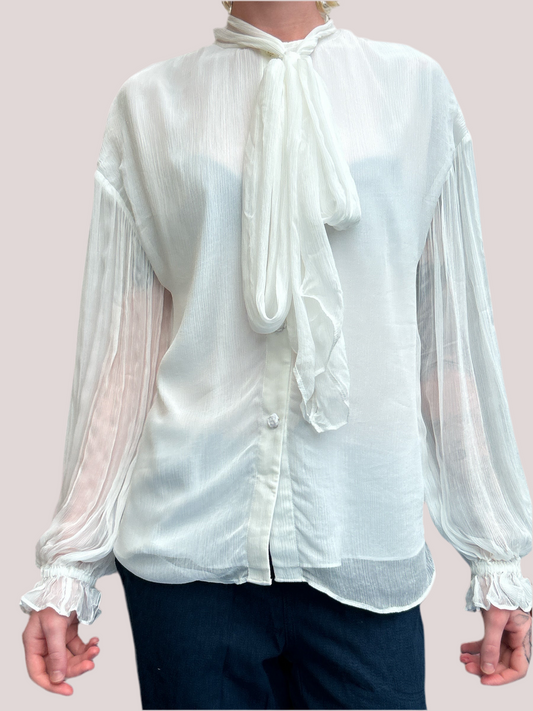 NEW & TAGGED MISS SIXTY BLOUSE UK SIZE S, MEDIUM FITTING, UK 8 to 14. PUSSY BOW DETAILING ATTACHED. STUNNING ROSE BUTTONS. NEW WITH TAGS.