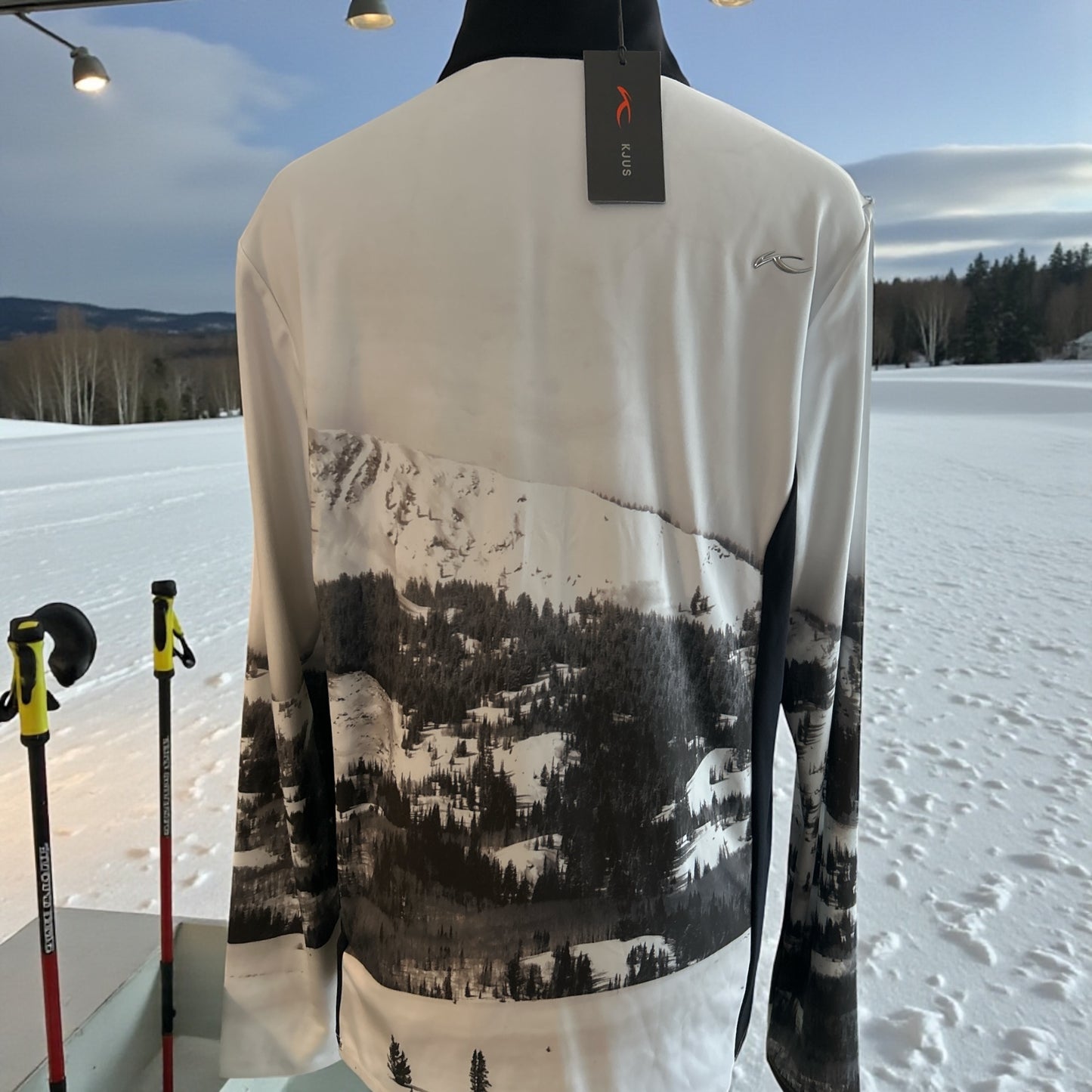 MENS SHIRT KJUS REVEL PRINTED MIDLAYER HZ WHITE/IRON NEW WITH TAGS