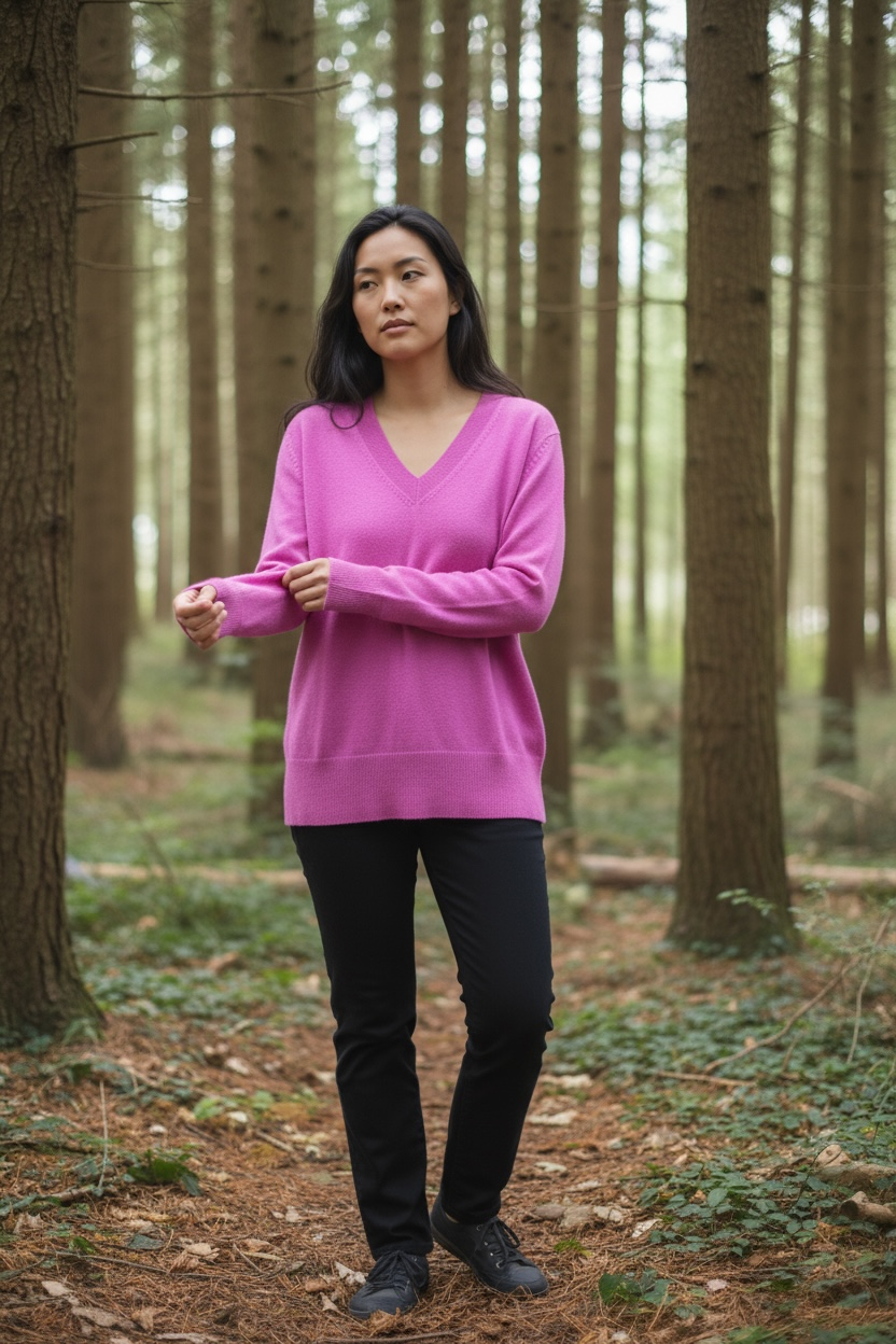 WOMANS "C A S H" PURPLE V NECK PURPLE JUMPER SIZE LARGE NEW RRP: £315!