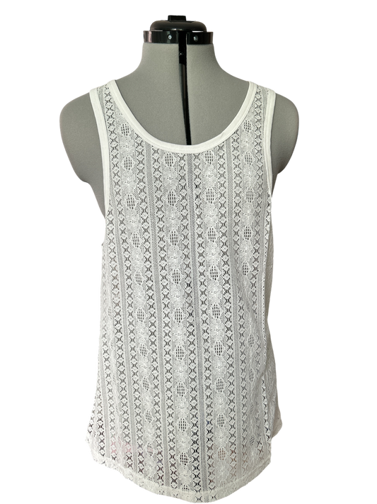 PHIX MENS WHITE “LACE” DETAIL VEST SHIRT IN WHITE. NEW WITH TAGS.  COTTON UK SIZE LARGE. NEW WITH TAGS