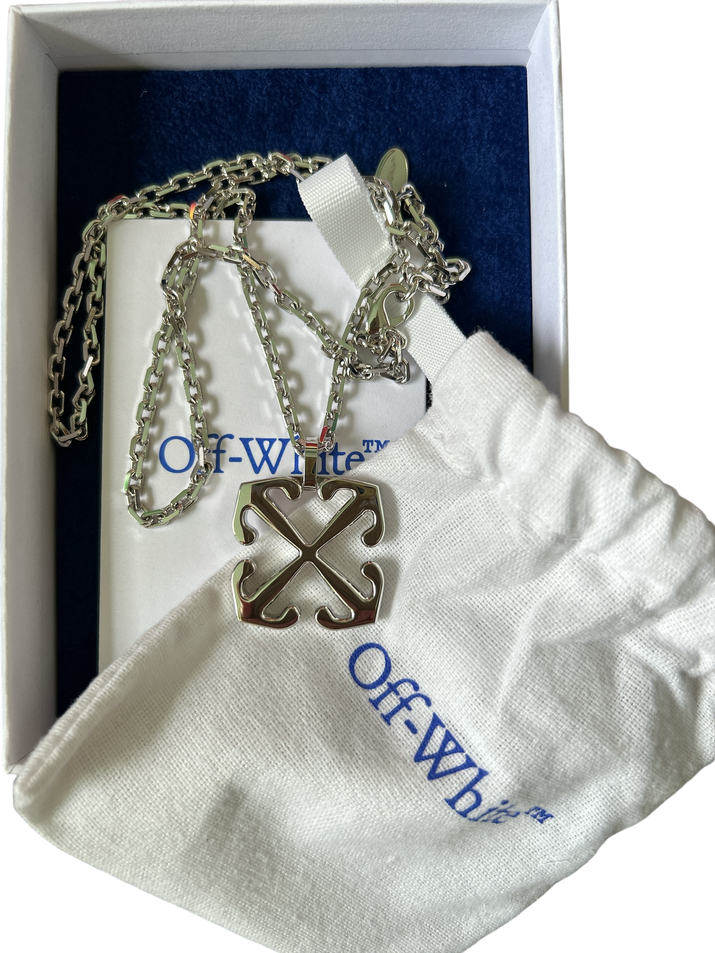 "OFF WHITE" SILVER NECKLACE BOXED WITH TAGS NEW, READY TO WEAR OFF WHITE.RRP:£350.00