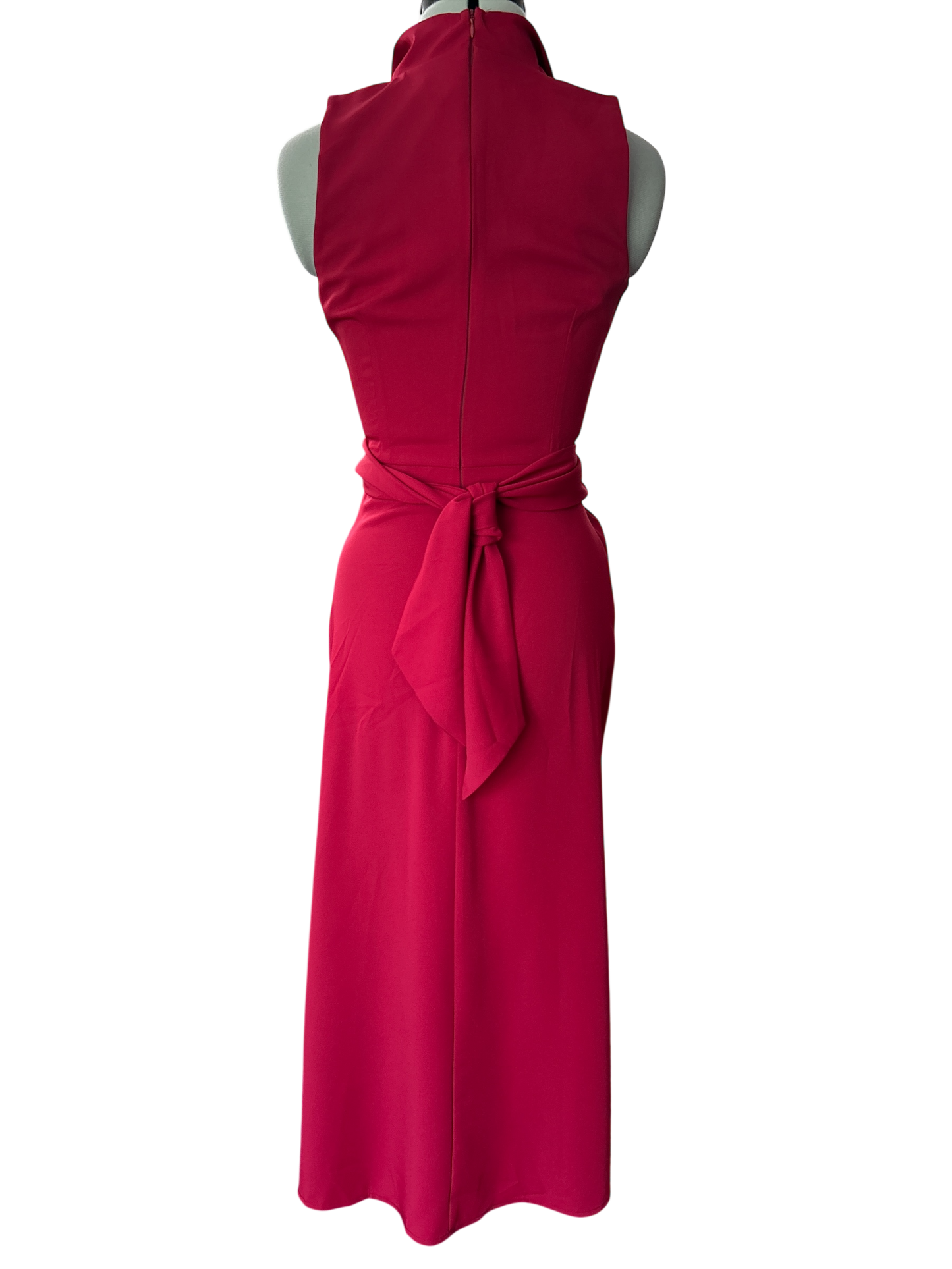 RED SPANISH DESIGN DRESS BY CAYRO, UK SIZE SMALL. UK 6 - 10. MULTI-WAY ATTACHED MINI-UNDERSKIRT. COWL NECKLINE.New without Tags.