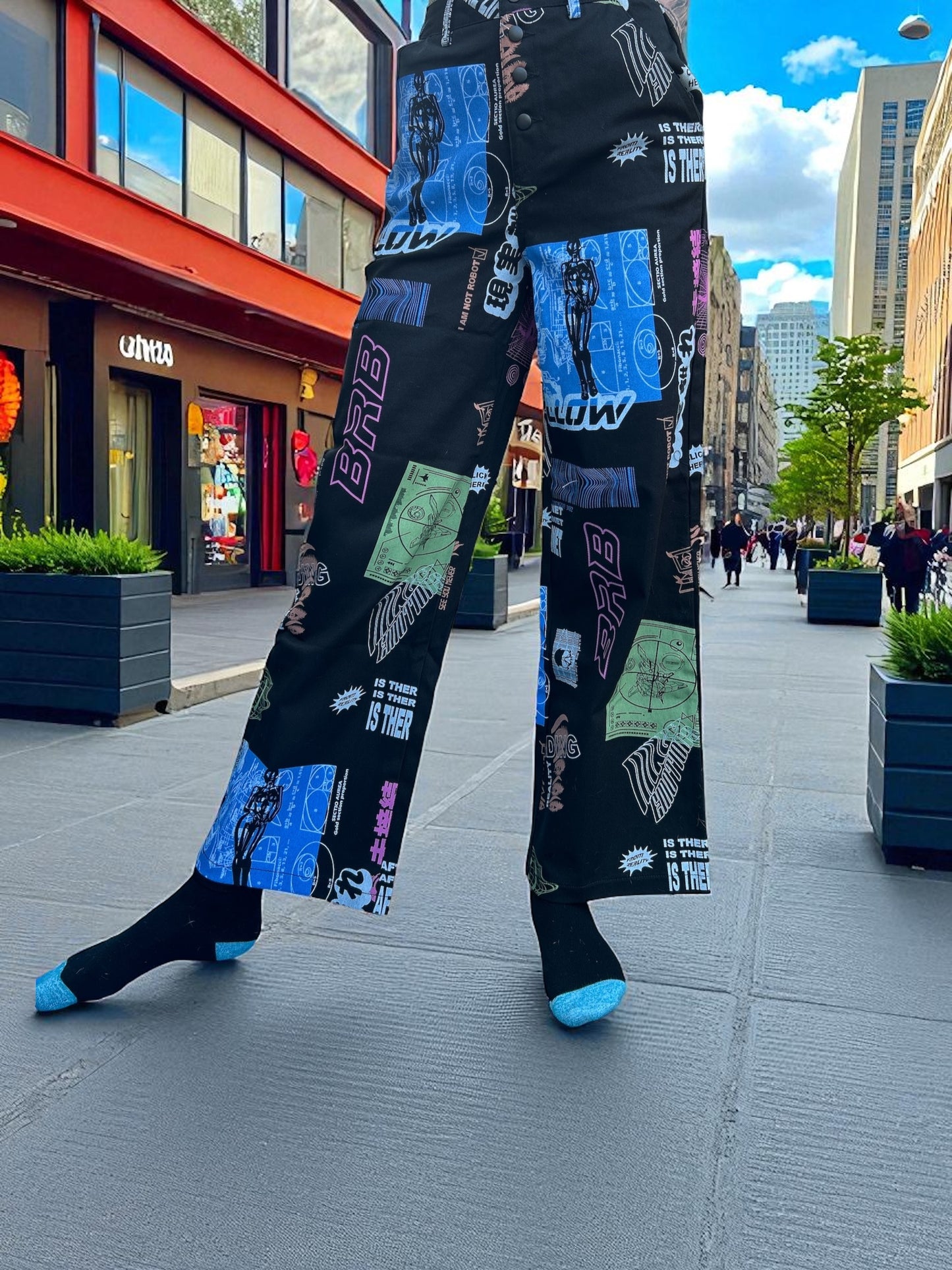 NEW WITH TAGS. Retrograde Stunning Blue & Black UK Small Trousers. Current mood, Life without Internet!