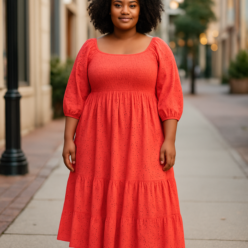 NEW WITH TAGS. HANDMADE ITALIAN CORAL DRESS FREE-SIZE UP TO UK 14. SMOCK DRESS 100% COTTON.