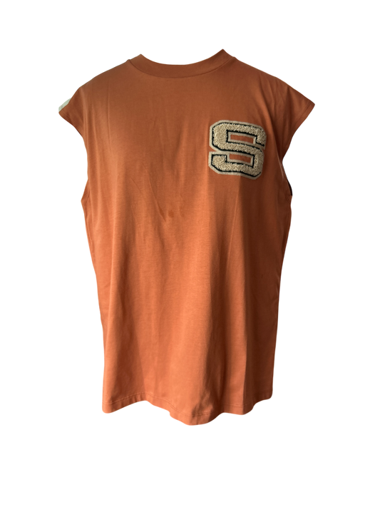 STELLA NOVA BOXY TOP IN RUST. UK SIZE, 14. NEW WITH TAGS. ORGANIC JERSEY 100% COTTON.