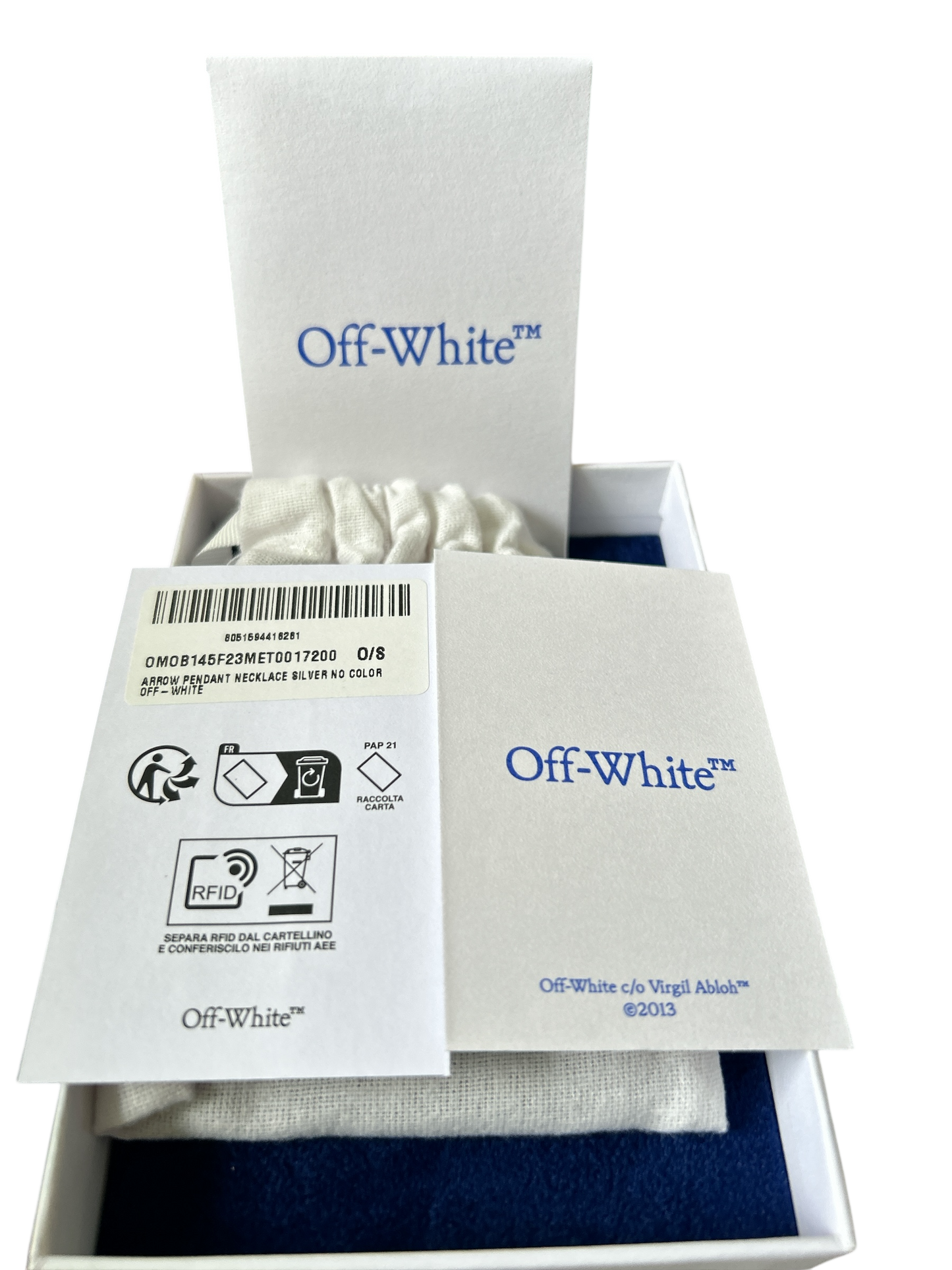 "OFF WHITE" SILVER NECKLACE BOXED WITH TAGS NEW, READY TO WEAR OFF WHITE.RRP:£350.00