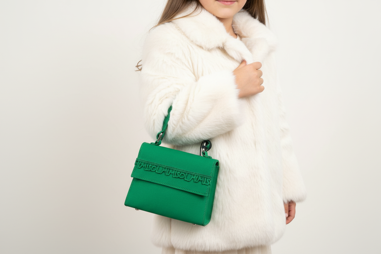 CHILDS MI MI SOL MINI GREEN HANDBAG NEW TAGGED DUST BAG 20 X 16 X 4.5CM.