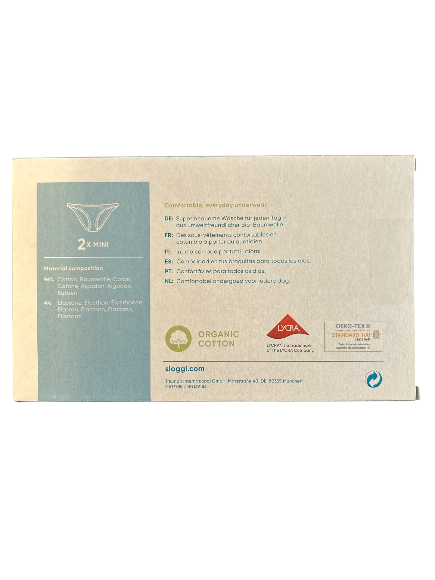 SLOGGI MINIS ORGANIC COTTON NEW BOXED IN MEDIUM SIZE. PINK & OATMEAL COLOUR RRP:£35.00 MID-RISE.