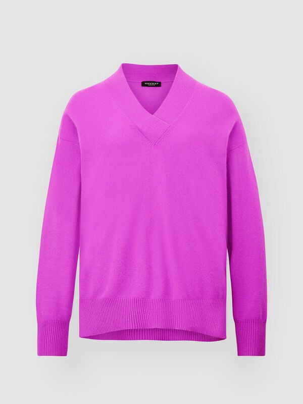 WOMANS "C A S H" PURPLE V NECK PURPLE JUMPER SIZE LARGE NEW RRP: £315!
