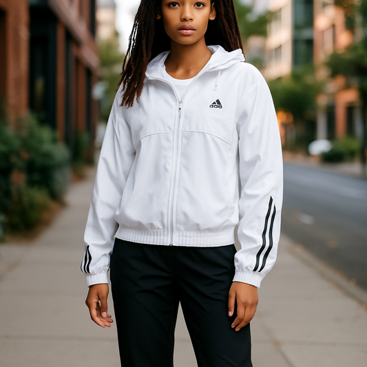 NEW WITH TAGS, ADIDAS (THE BRAND WITH 3 STRIPES) RECYCLED MATERIALS, EARTH KIND. UK SIZE: LARGE. HYGLM WINDB. OWN THE RUN!