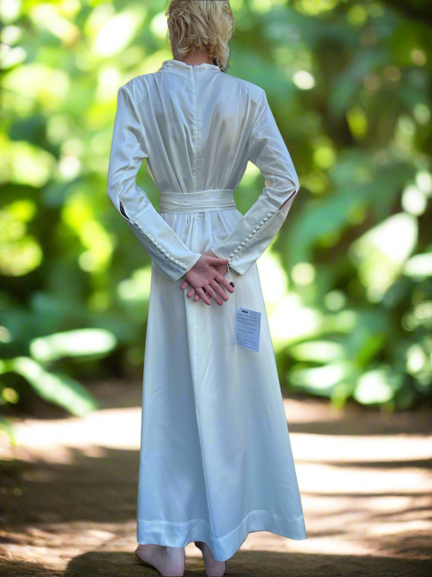 ENVELOPE 1976. TOSCANA BELTED SILK-CHARMEUSE MIDI DRESS. NEW WITH TAGS. EU 40 UK 12