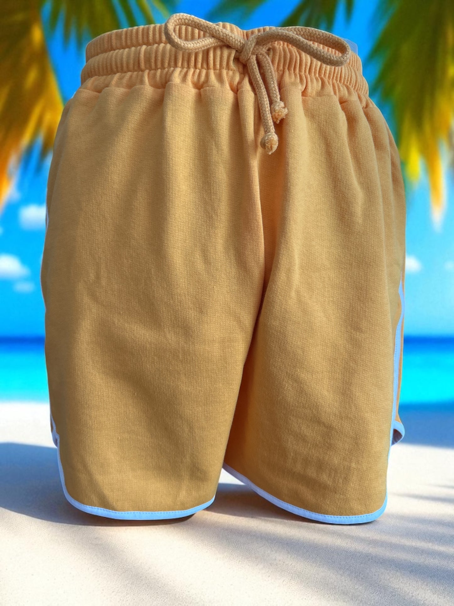 ANJA PARIS EU EXTRA LARGE MUSTARD SHORTS, COTTON & ELASTANE UK SIZE 14.