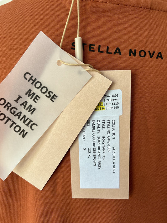 STELLA NOVA BOXY TOP IN RUST. UK SIZE, 14. NEW WITH TAGS. ORGANIC JERSEY 100% COTTON.