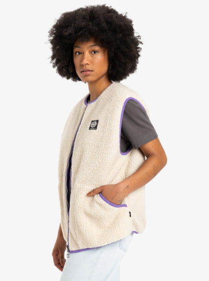 QUICKSILVER LARGE REVERSABLE BODYWARMER BORG/PURPLE NEW TAGGED.