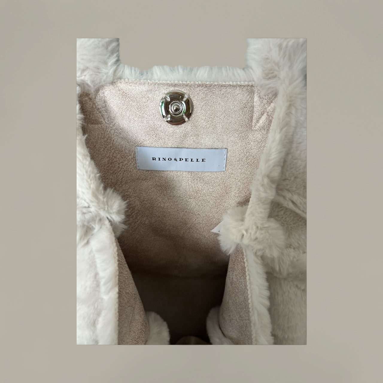 NEW WITH TAGS. RINO & PELLE ANGORA COLOURED LARGE TOTE/SHOPPER BAG FAUX SHEARLING.