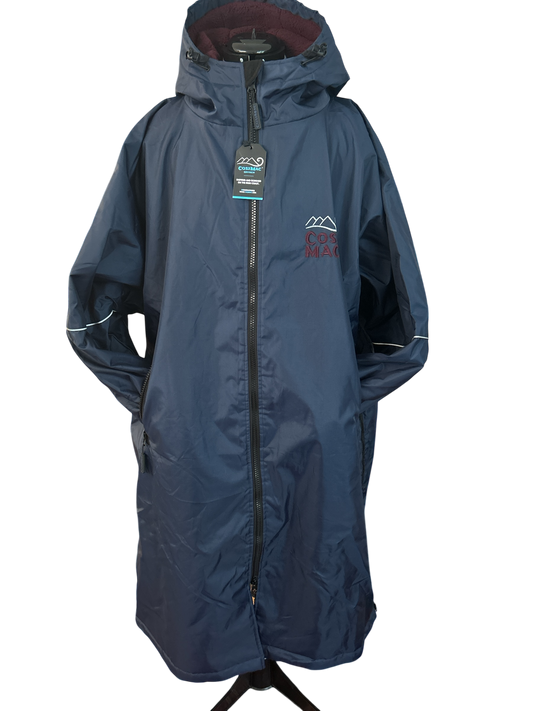 NEW WITH TAGS, COSIROBE FLEX WATERPROOF DRY CHANGING ROBE MIDNIGHT NAVY. SIZE LARGE. HOODED.