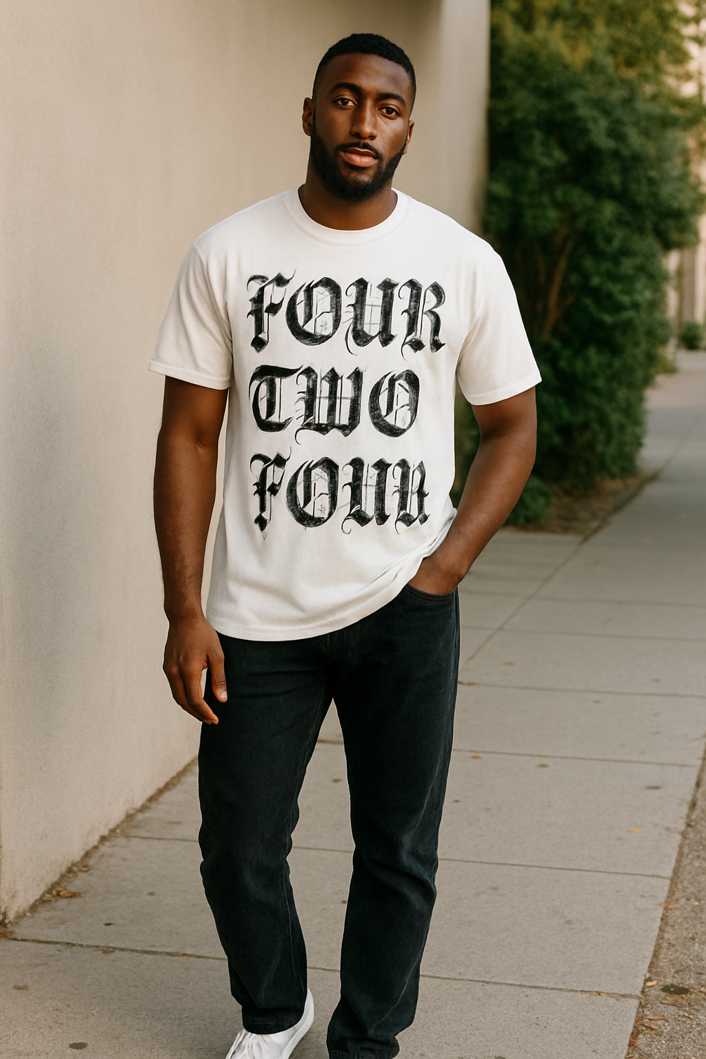 424. MENS WHITE T-SHIRT WITH BLACK WRITING. NEW WITH TAGS 424. EXTRA LARGE. RRP:£220.00!