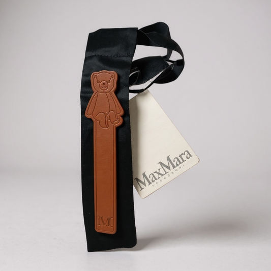 NEW AND TAGGED MAX MARA LEATHER TEDDY BOOK MARK WITH GIFT POUCH. RRP:$79.00!