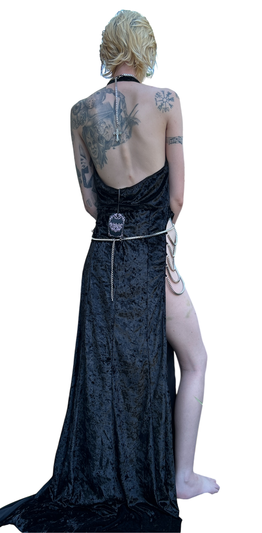DOLLSKILL. UNHOLY VELVET HALTER NECKLINE DRESS, SIDE OPENING. UK SIZE SMALL. NEW WITHOUT TAGS.