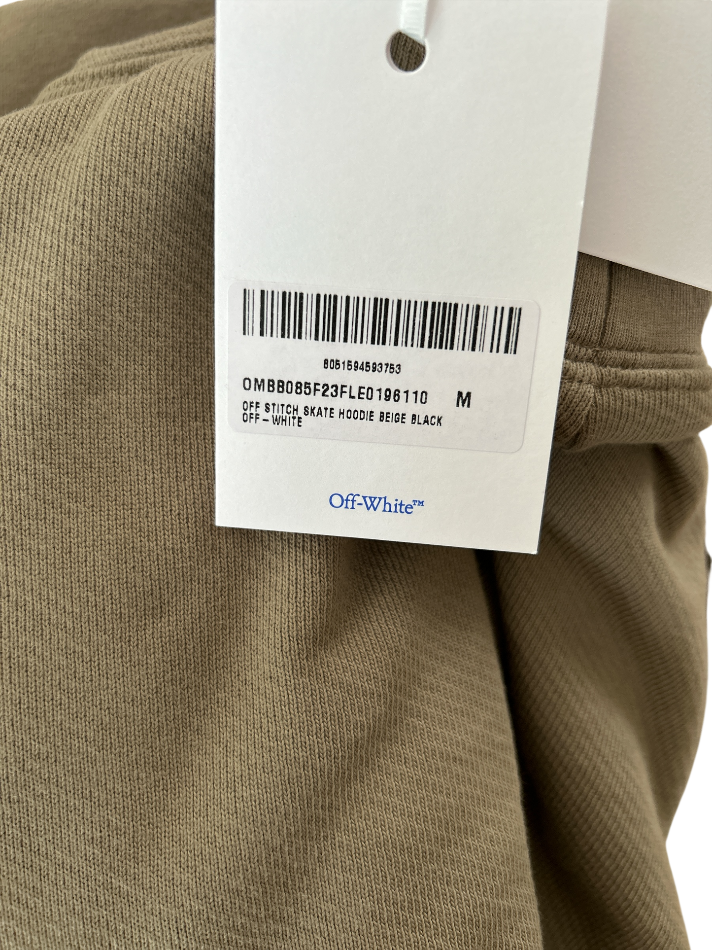 “OFF WHITE” NEW AND TAGGED OFF WHITE SKATE HOODIE BEIGE BLACK SIZE UK MEDIUM.RRP:£940.00