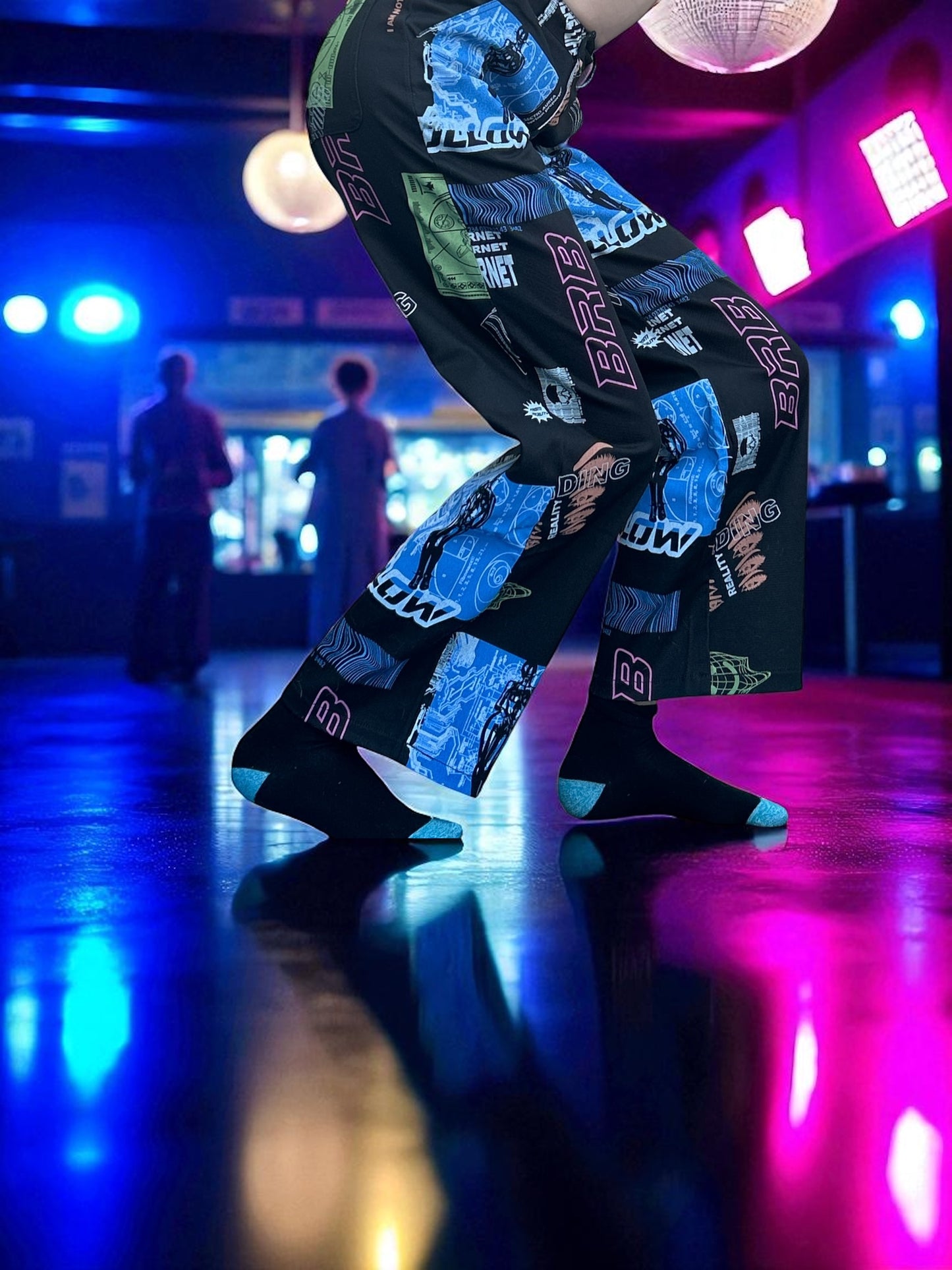 NEW WITH TAGS. Retrograde Stunning Blue & Black UK Small Trousers. Current mood, Life without Internet!