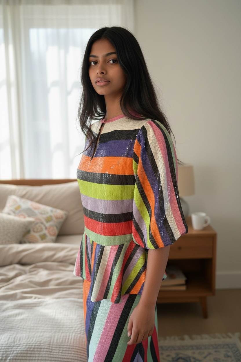 WOMENS OLIVIA RUBIN MULTICOLOURED TOP & SKIRT IN SIZE 6/8 UK. NEW & TAGGED