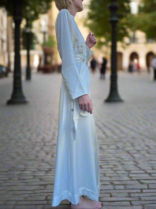 ENVELOPE 1976. TOSCANA BELTED SILK-CHARMEUSE MIDI DRESS. NEW WITH TAGS. EU 40 UK 12