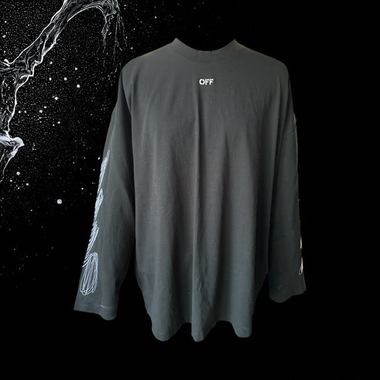 “OFF WHITE” BLACK SCRIBBLE DIAGS WIDE. SIZE LARGE EU 52. RRP: £495.00! NEW WITH TAGS.