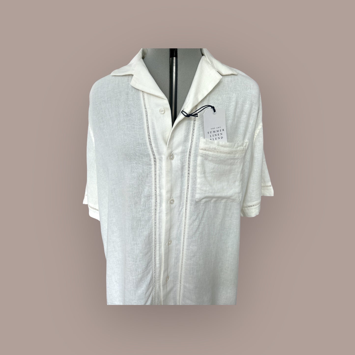ABERCROMBIE AND FITCHBURG NEW AND TAGGED LINEN SHIRT/BLOUSE WITH DETAIL UK SIZE LARGE.
