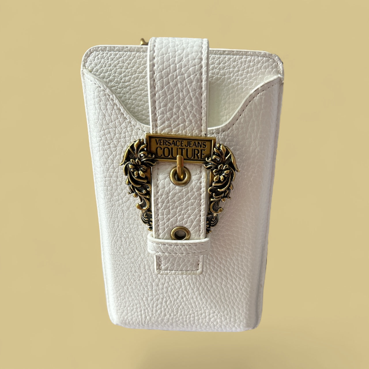 VERSACE JEANS COUTURE LEATHER MOBILE PHONE, WALLET, CRETIT CARD CASE. WITH LONG CHUNKY CHAIN. AUTHENTICITY GUARANTEED.