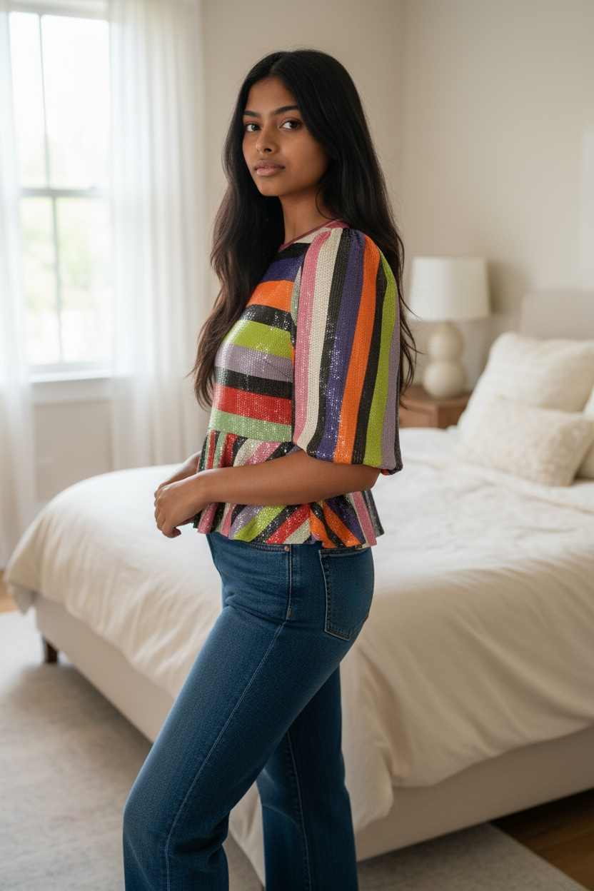 WOMENS OLIVIA RUBIN MULTICOLOURED TOP & SKIRT IN SIZE 6/8 UK. NEW & TAGGED