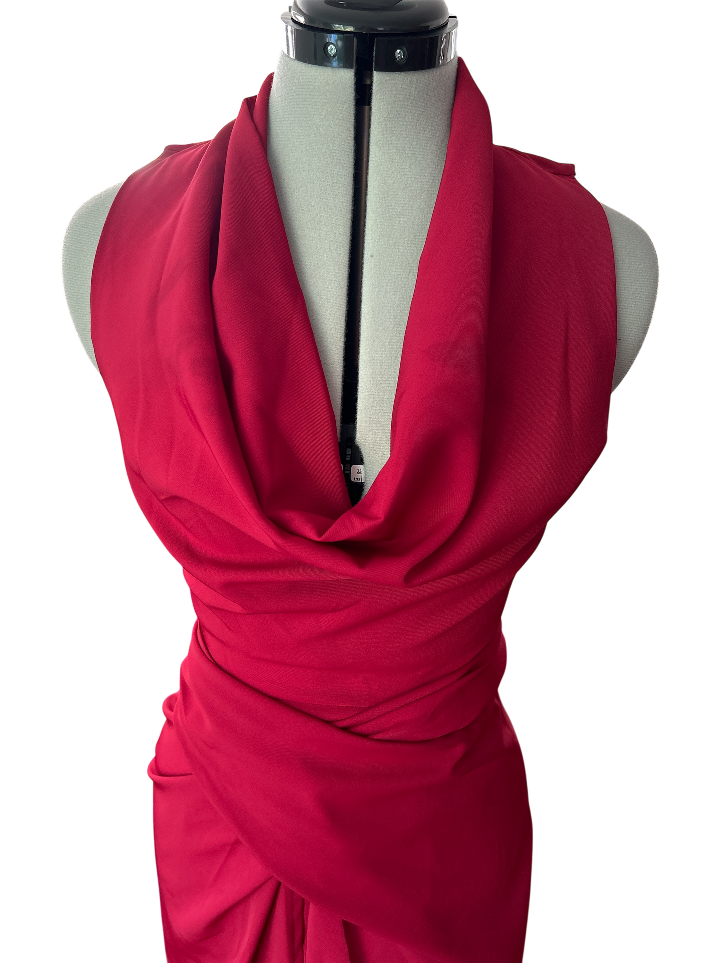 RED SPANISH DESIGN DRESS BY CAYRO, UK SIZE SMALL. UK 6 - 10. MULTI-WAY ATTACHED MINI-UNDERSKIRT. COWL NECKLINE.New without Tags.