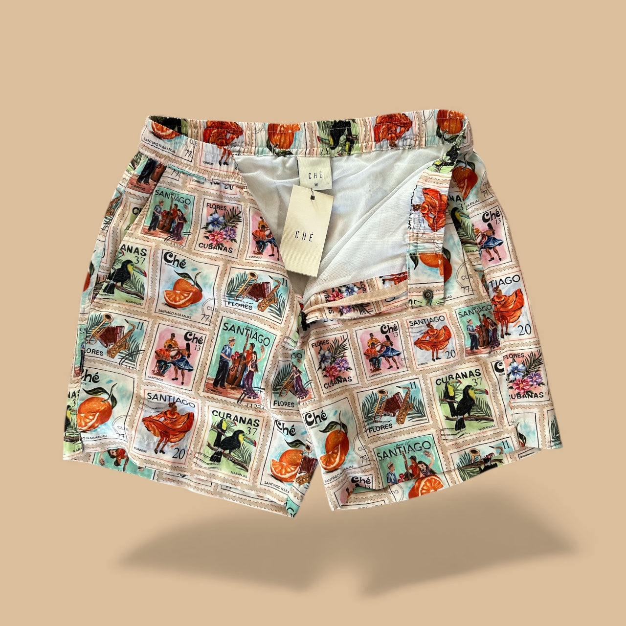 CHESTUDIOS ESTAMPILLAS PRINTED SWIM SHORTS IN SIZE MEDIUM RRP:£145!