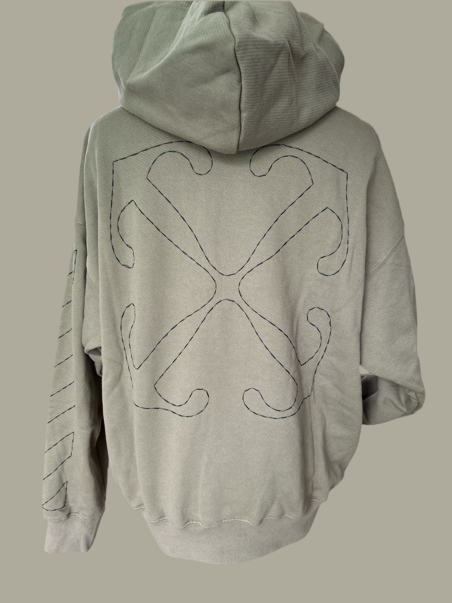 “OFF WHITE” NEW AND TAGGED OFF WHITE SKATE HOODIE BEIGE BLACK SIZE UK MEDIUM.RRP:£940.00