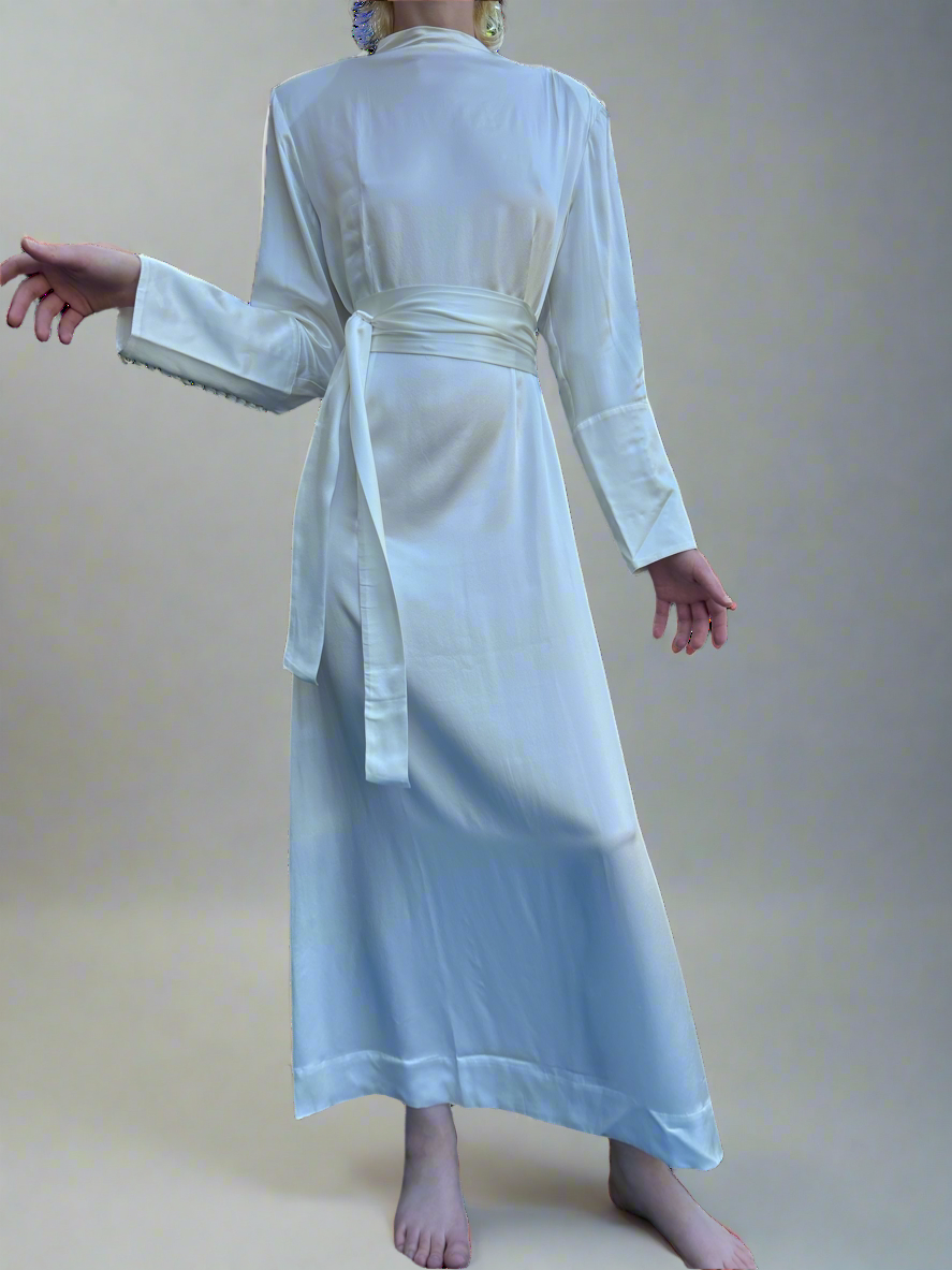 ENVELOPE 1976. TOSCANA BELTED SILK-CHARMEUSE MIDI DRESS. NEW WITH TAGS. EU 40 UK 12