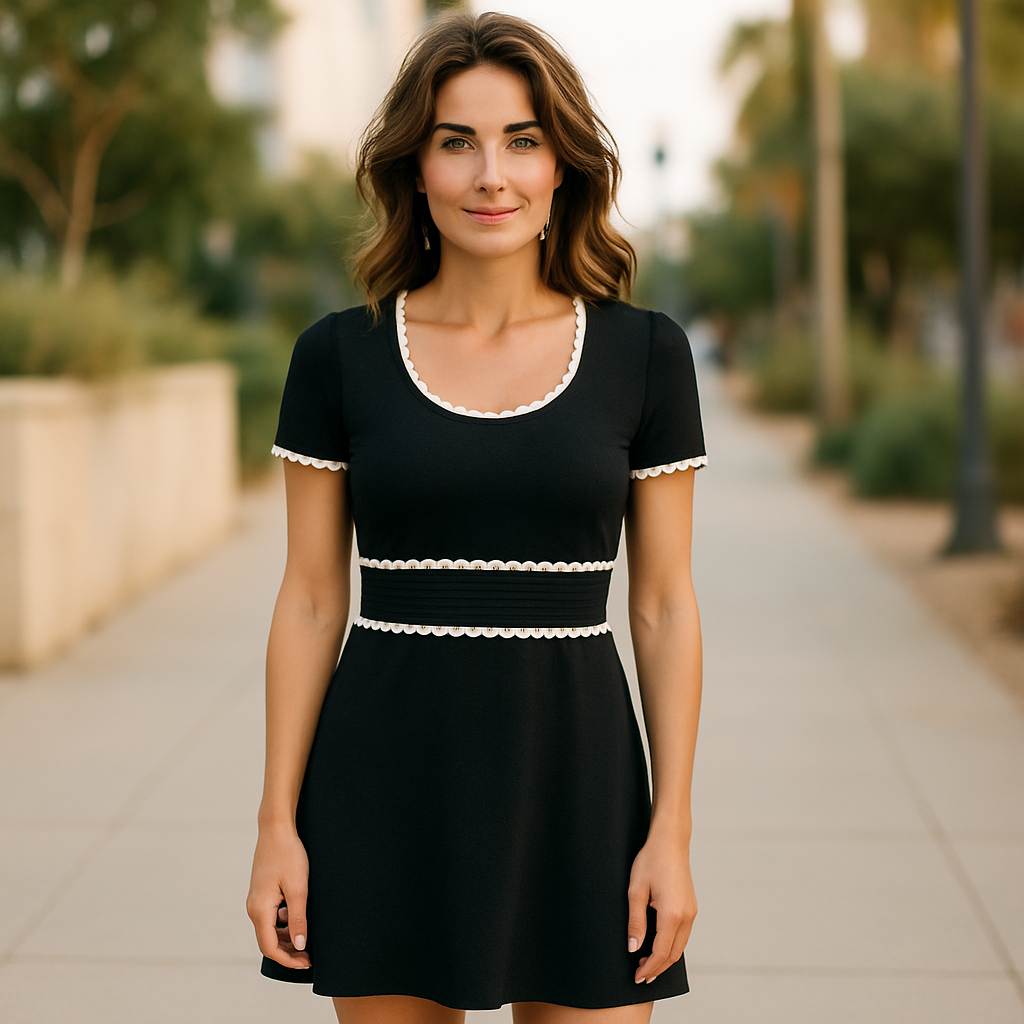 NEW AND TAGGED. Women's Express scalloped mini fit & flare sweater dress.