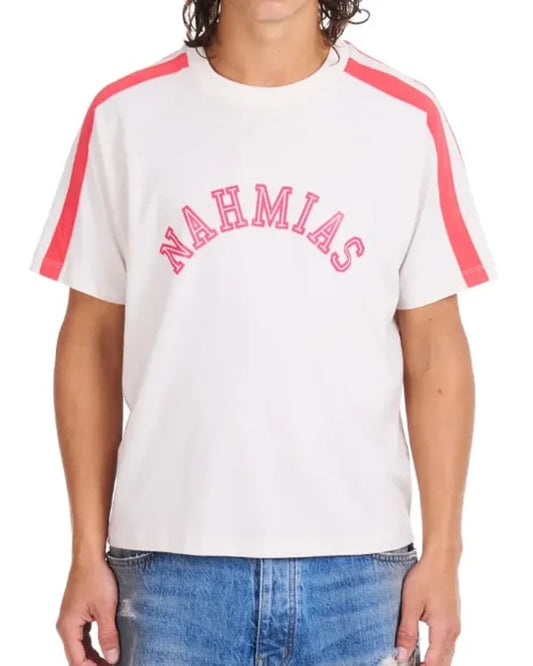 MEN’s “NAHMIAS” T-SHIRT NEW IN BAG UNOPENED SIZE UK LARGE TAGGED NEW WHITE WITH TAGS