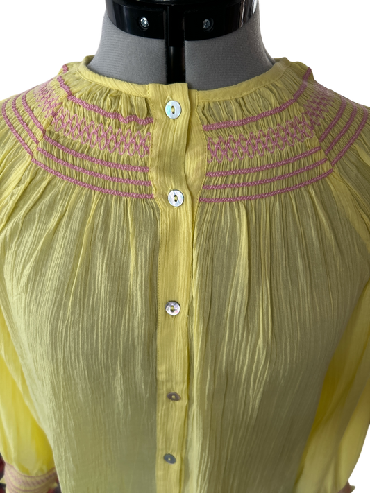 MARIA DELAORDEN WOMENS YELLOW SUNSHINE TOP UK 12/14 (M) NEW TAGGED RRP: e115.00