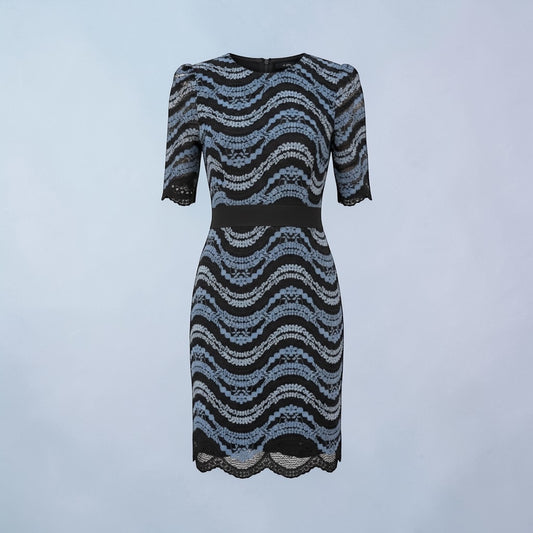 WOMENS MARANT CHEVRON LACE NAVY & BLACK LACE WAVE DRESS IN UK SIZE SMALL RRP€550
