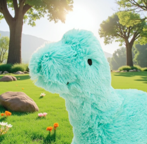 Teal Long Neck Dinosaur Warmies 7 x 15 x 10.5 inches. RRP: $28. (17x38x26 cm)NEW