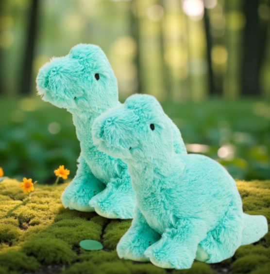 Teal Long Neck Dinosaur Warmies 7 x 15 x 10.5 inches. RRP: $28. (17x38x26 cm)NEW